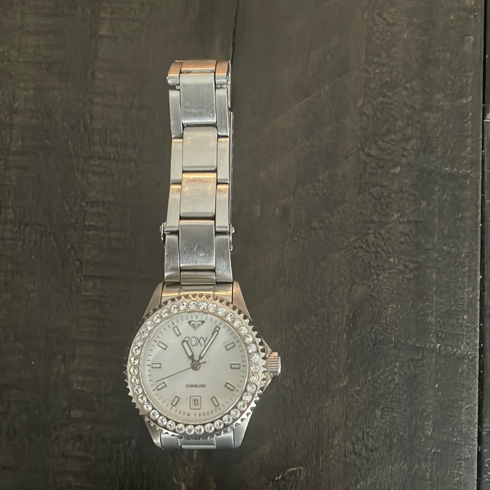 Beautiful Roxy Watch... Silver With Stone Around … - image 1